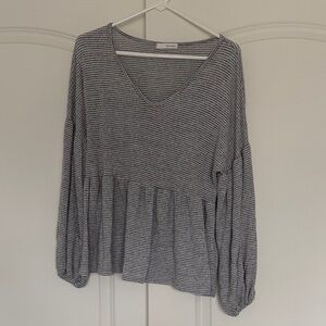 Casual V-Neck Striped Blouse